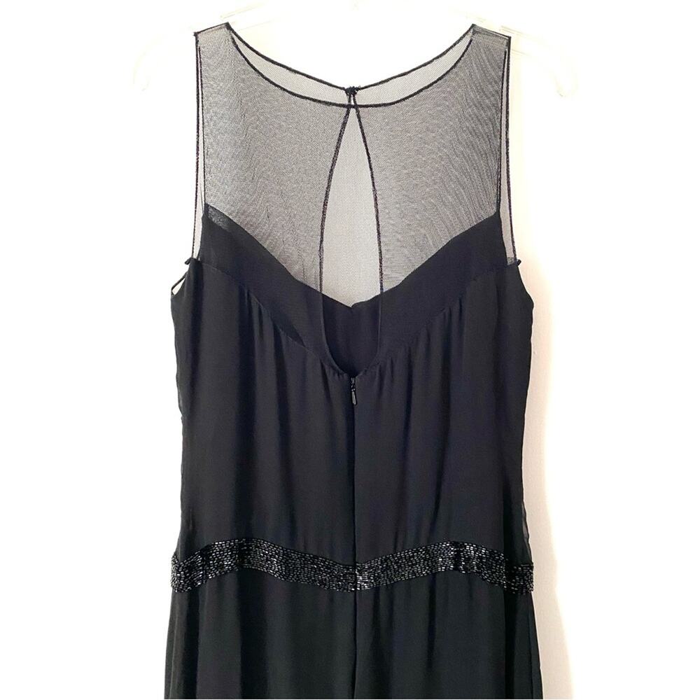 Vera Wang White Gold Label Black Silk Mesh Gown size 2 Beaded Waist Bow - Picture 5 of 8